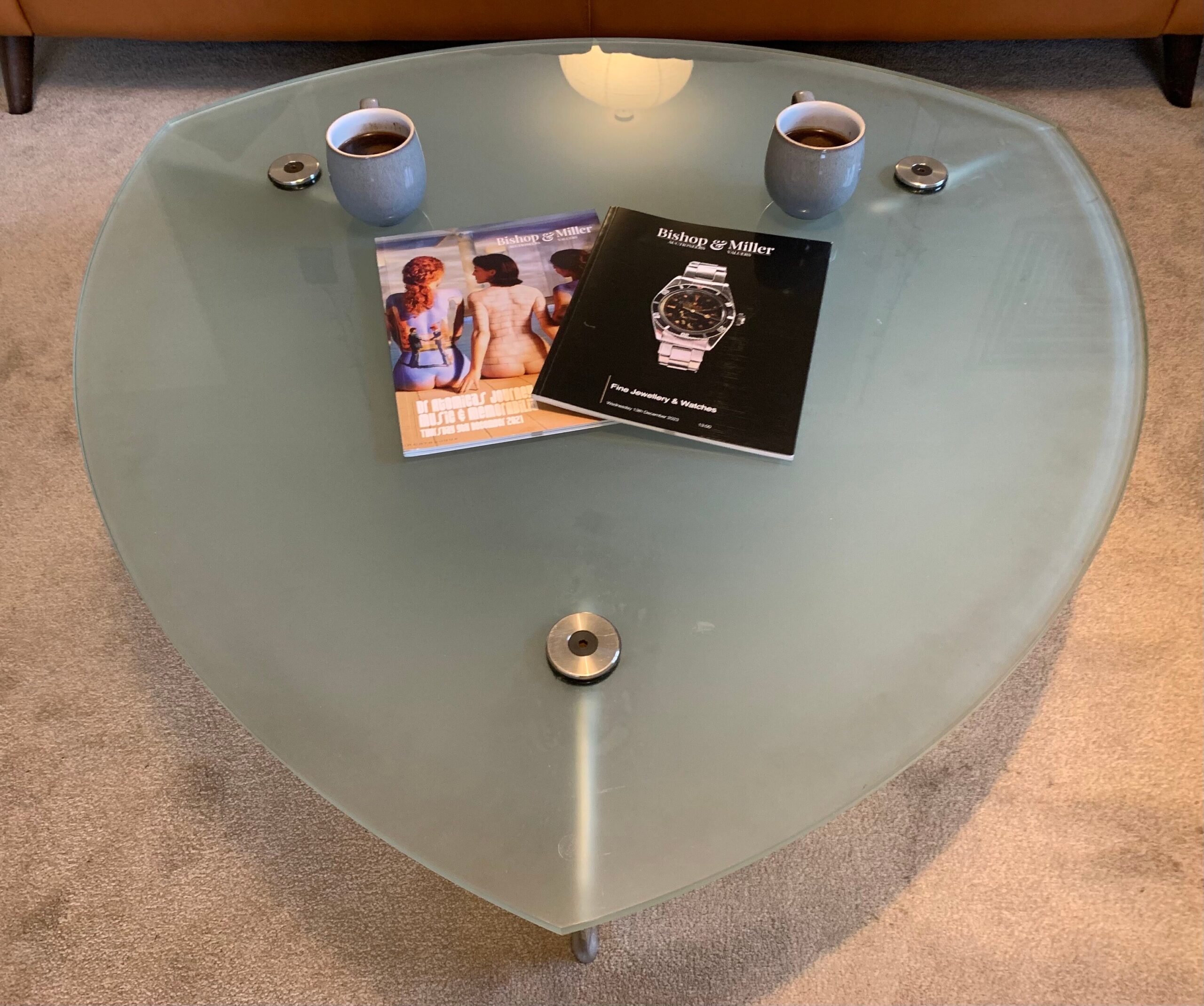 Flipper Model Glass & Aluminum Coffee Table by Matthew Hilton for SCP, 1980s