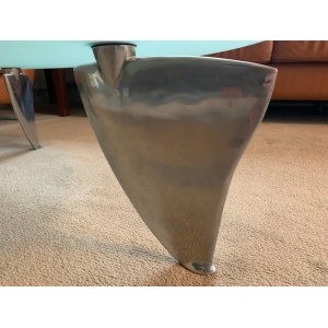 Flipper Model Glass & Aluminum Coffee Table by Matthew Hilton for SCP, 1980s