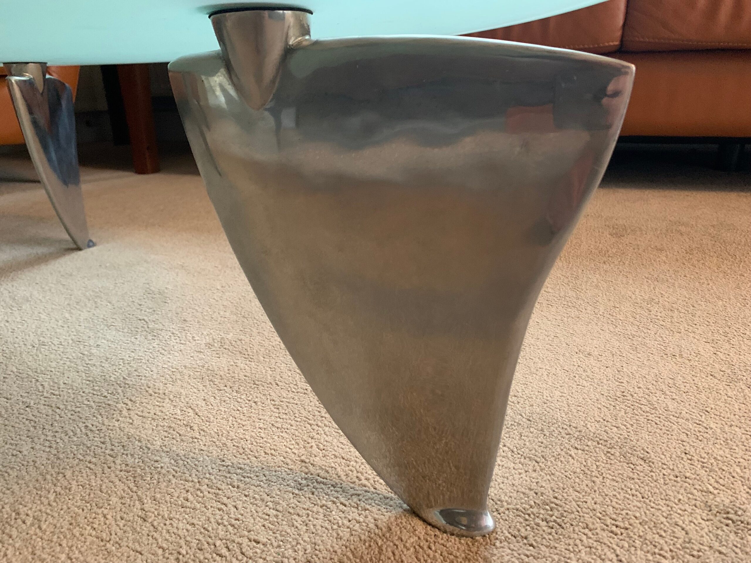 Flipper Model Glass & Aluminum Coffee Table by Matthew Hilton for SCP, 1980s