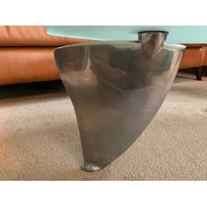 Flipper Model Glass & Aluminum Coffee Table by Matthew Hilton for SCP, 1980s
