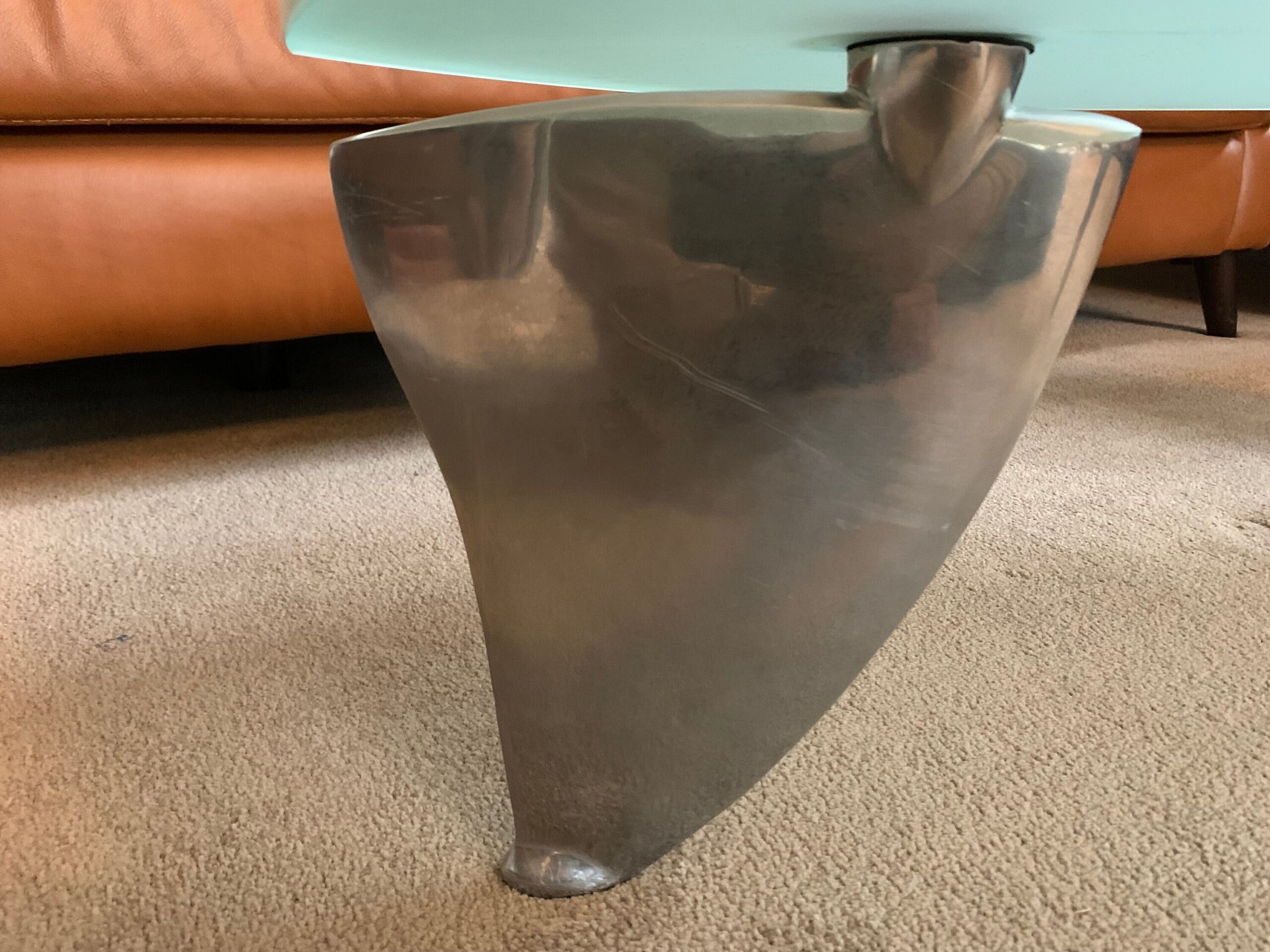 Flipper Model Glass & Aluminum Coffee Table by Matthew Hilton for SCP, 1980s