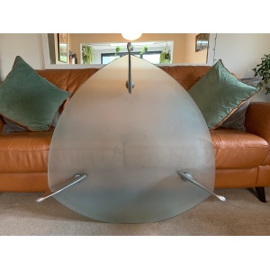 Flipper Model Glass & Aluminum Coffee Table by Matthew Hilton for SCP, 1980s