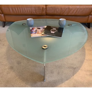 Flipper Model Glass & Aluminum Coffee Table by Matthew Hilton for SCP, 1980s