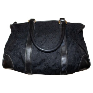 Gucci Vintage Black Fabric Barrell Bag