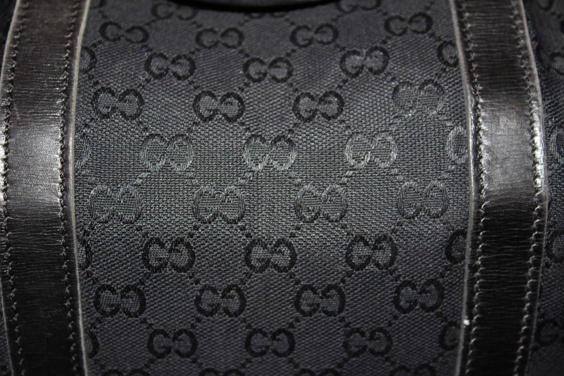 Gucci Vintage Black Fabric Barrell Bag