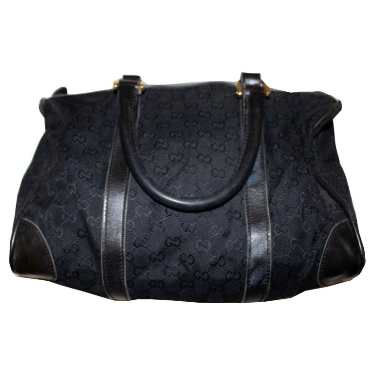 Gucci Vintage Black Fabric Barrell Bag