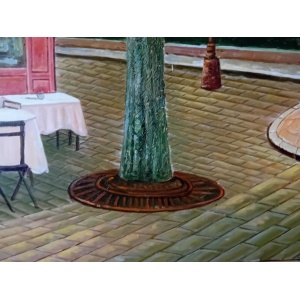 Huge Oil Painting Mid 20th Century Continental Town Scene 80 x 58 Inches