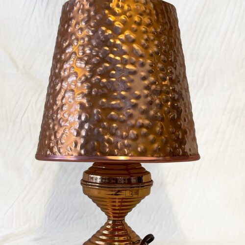 Art Deco 1930's vintage hammered copper retro lampshade and base full working order