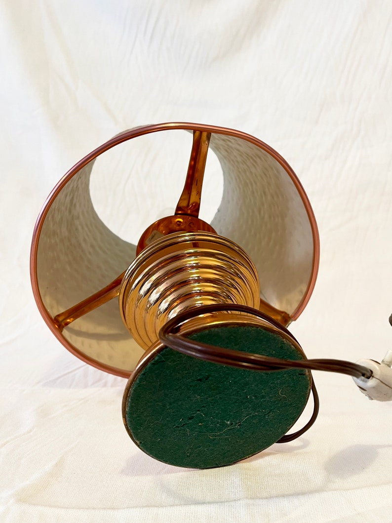 Art Deco 1930's vintage hammered copper retro lampshade and base full working order