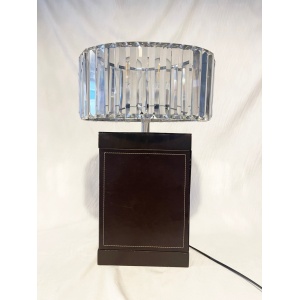 Antique pair of large Crystal Glass Art Deco and Chrome oval lampshades