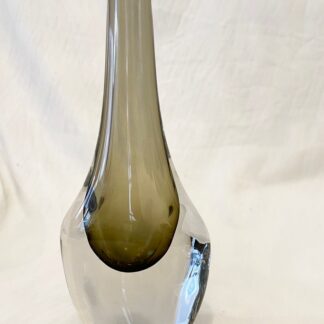 Vintage smoked glass vase by Nils Landberg for Orrefors Glassworks, Sweden 1950s