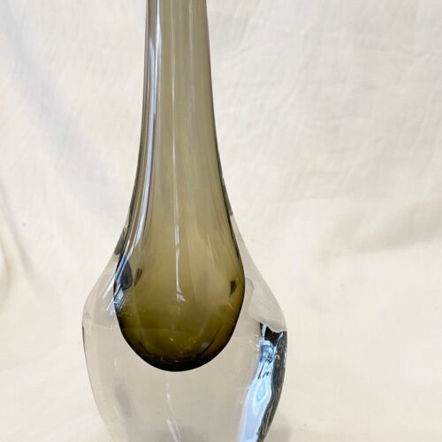 Vintage smoked glass vase by Nils Landberg for Orrefors Glassworks, Sweden 1950s