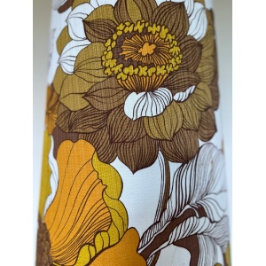 Stunning West German pottery floor lamp with original seventies large scale floral print lampshade