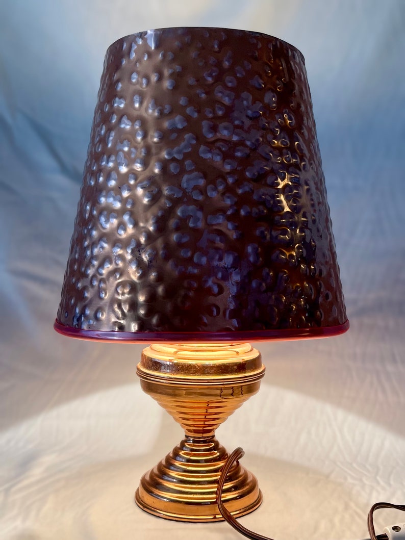 Art Deco 1930's vintage hammered copper retro lampshade and base full working order