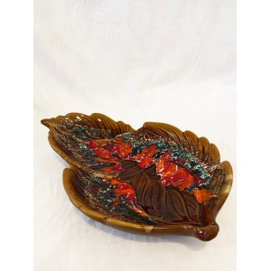 Stunning large mid century vintage 1950's Valauris centrepiece leaf-shaped dish