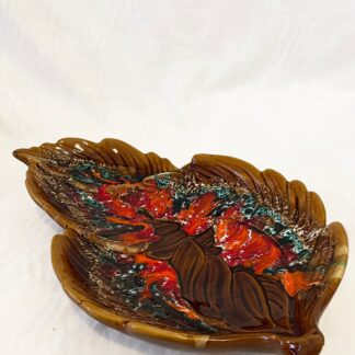 Stunning large mid century vintage 1950's Valauris centrepiece leaf-shaped dish