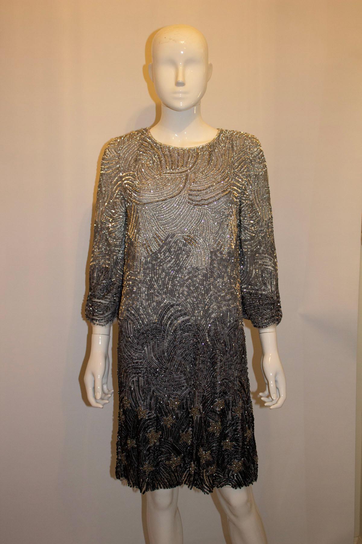 Jenny Packham Main line Grey Ombre Beaded Dress