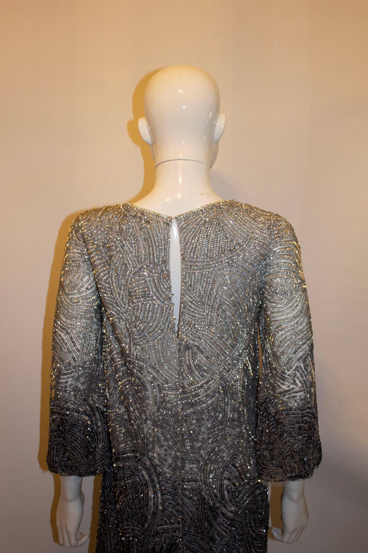 Jenny Packham Main line Grey Ombre Beaded Dress