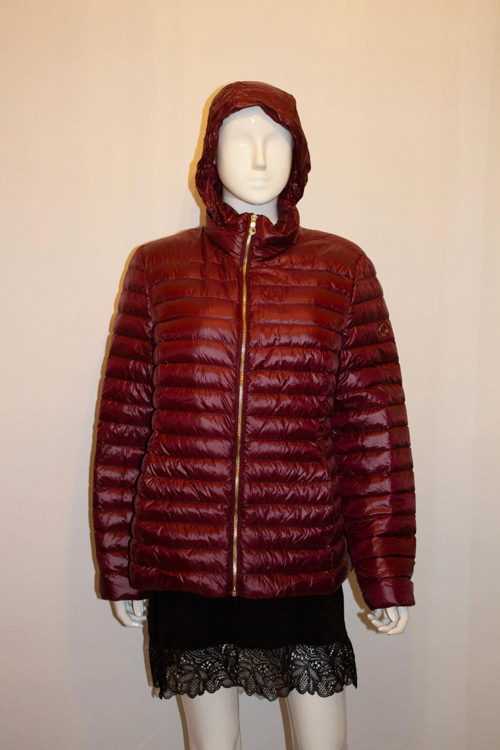 Kate Spade Burgundy Puffa Jacket with Hood in Collar