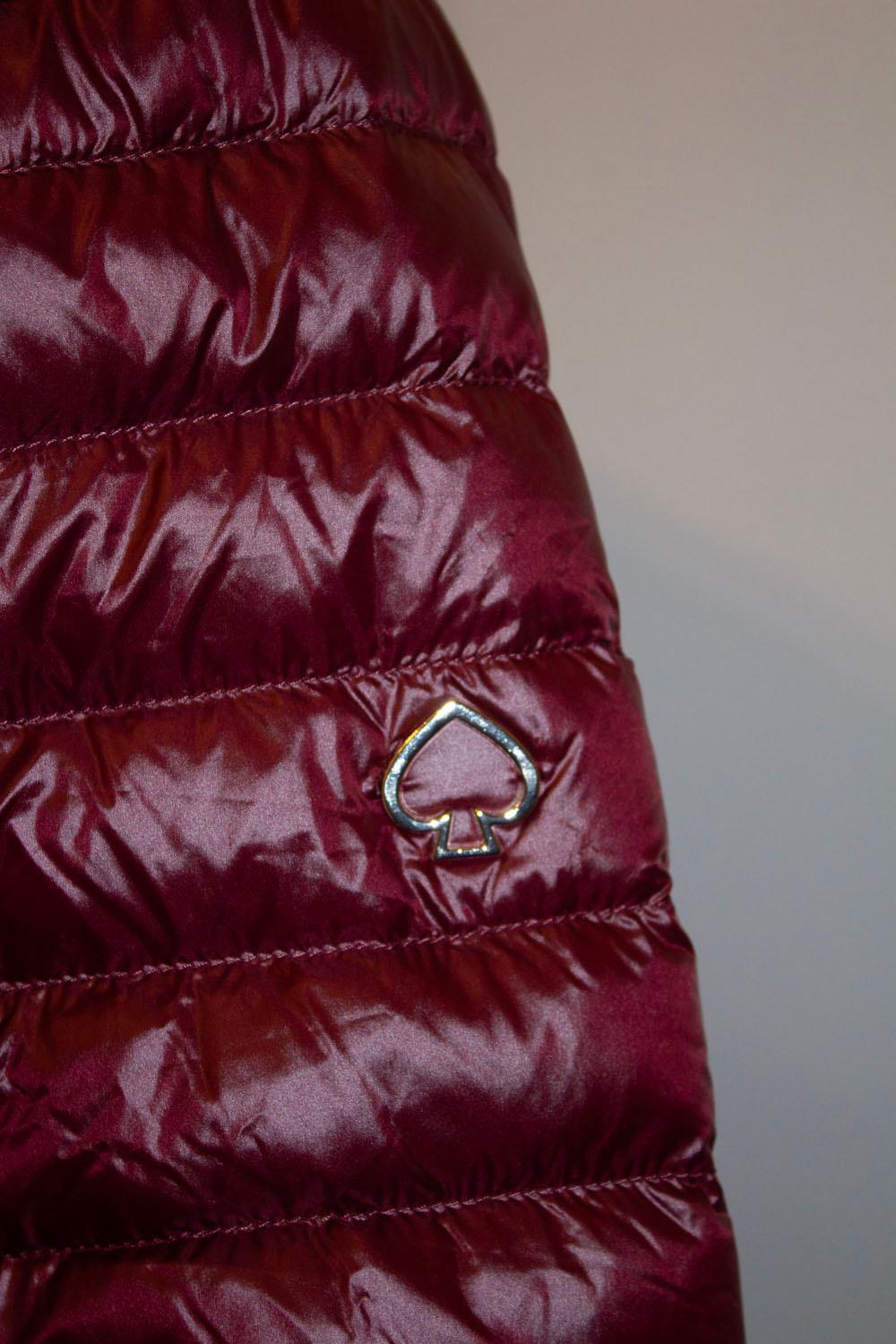 Kate Spade Burgundy Puffa Jacket with Hood in Collar