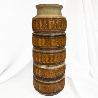 Large five rimmed geometric West German pottery floor vase in Cream, Ochre, Brown and earthy tones from Scheurich, 1970s 238-40
