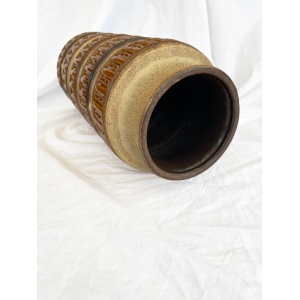 Large five rimmed geometric West German pottery floor vase in Cream, Ochre, Brown and earthy tones from Scheurich, 1970s 238-40