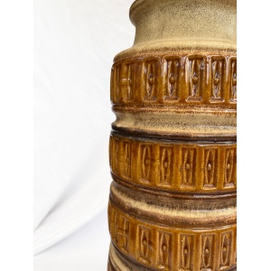 Large five rimmed geometric West German pottery floor vase in Cream, Ochre, Brown and earthy tones from Scheurich, 1970s 238-40