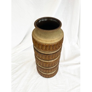 Large five rimmed geometric West German pottery floor vase in Cream, Ochre, Brown and earthy tones from Scheurich, 1970s 238-40