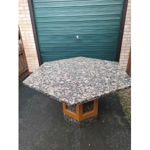 Large Reproduction Solid Marble Gothic Style Hexagonal Centre Table 55 inches W