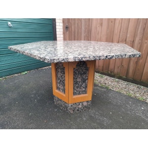 Large Reproduction Solid Marble Gothic Style Hexagonal Centre Table 55 inches W