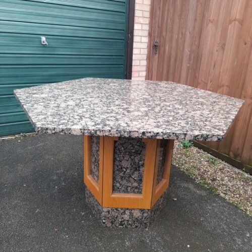 Large Reproduction Solid Marble Gothic Style Hexagonal Centre Table 55 inches W