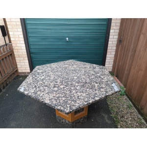 Large Reproduction Solid Marble Gothic Style Hexagonal Centre Table 55 inches W