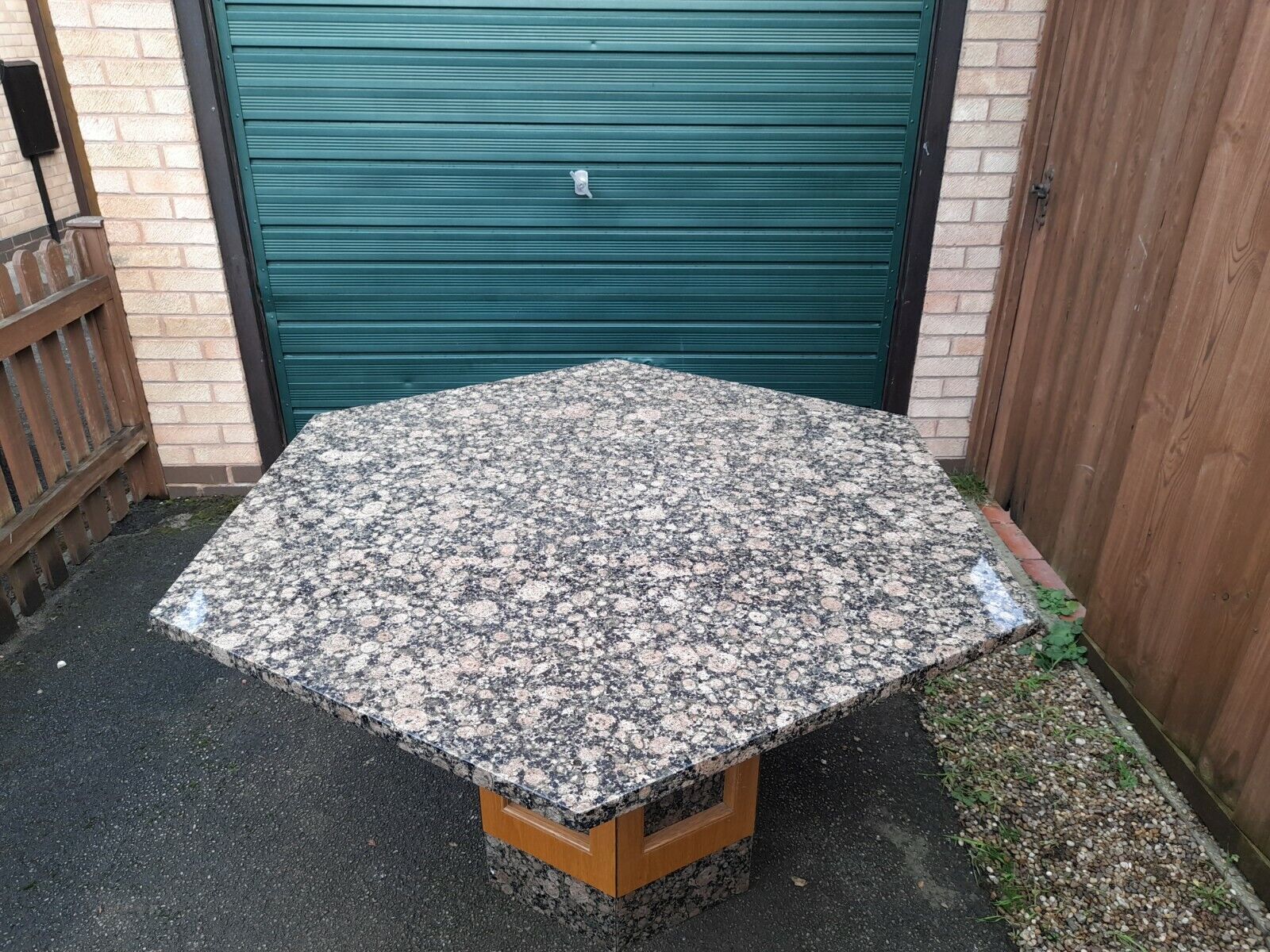 Large Reproduction Solid Marble Gothic Style Hexagonal Centre Table 55 inches W