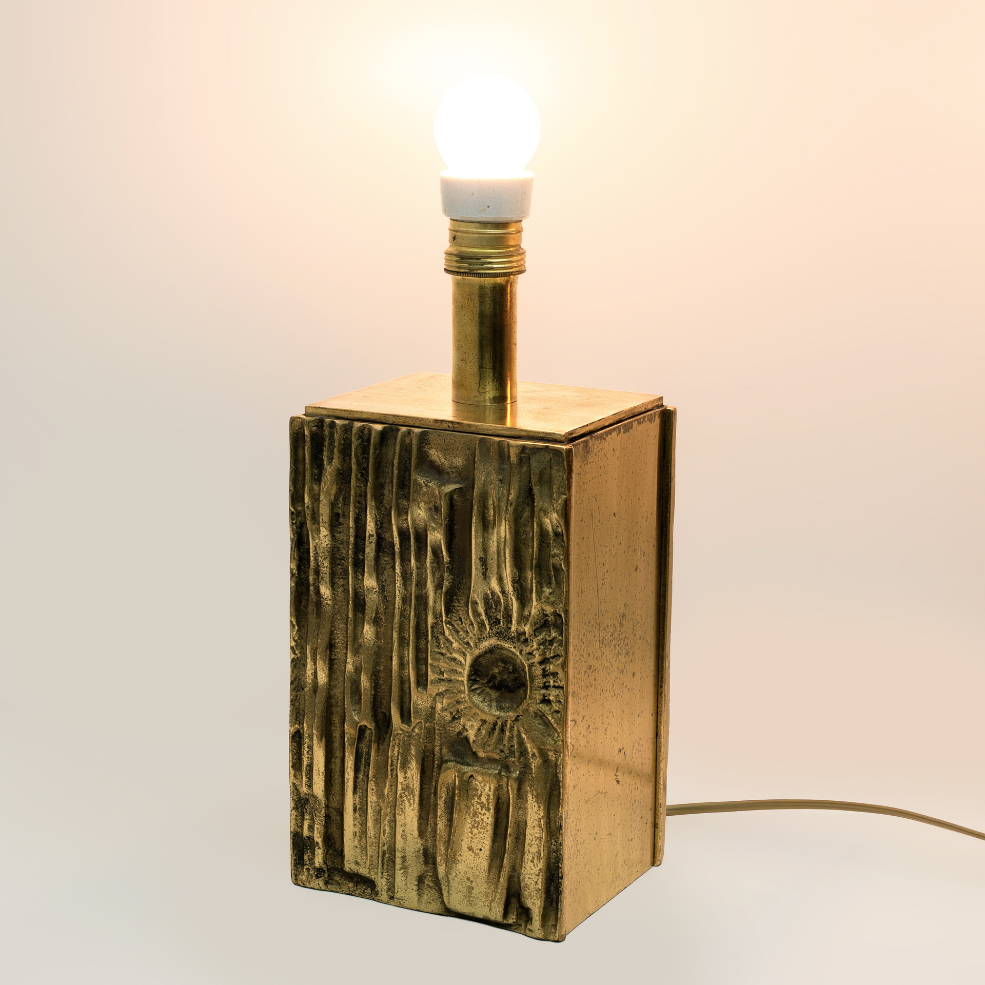 Attributed Angelo Brotto Mid-century Modern Brass Table Lamps by Esperia, Pair