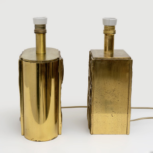 Attributed Angelo Brotto Mid-century Modern Brass Table Lamps by Esperia, Pair