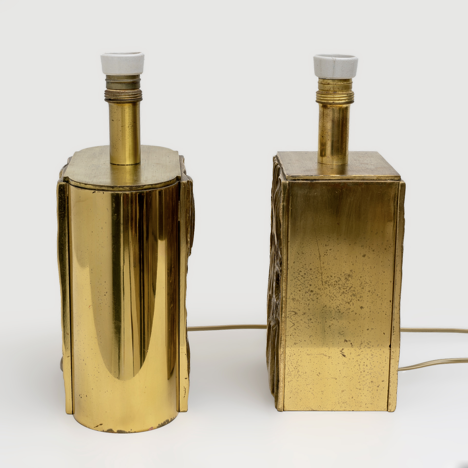 Attributed Angelo Brotto Mid-century Modern Brass Table Lamps by Esperia, Pair