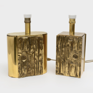 Attributed Angelo Brotto Mid-century Modern Brass Table Lamps by Esperia, Pair