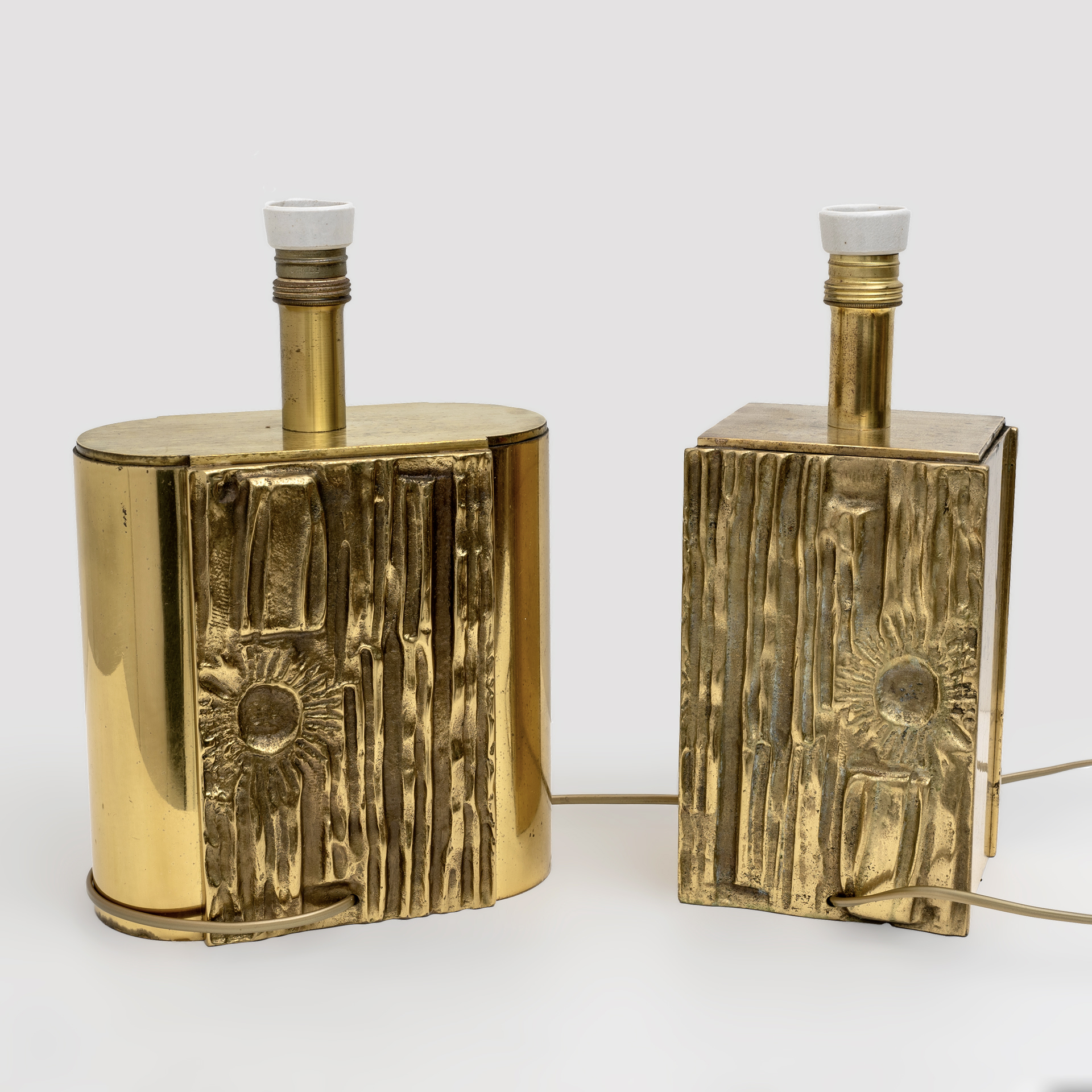 Attributed Angelo Brotto Mid-century Modern Brass Table Lamps by Esperia, Pair