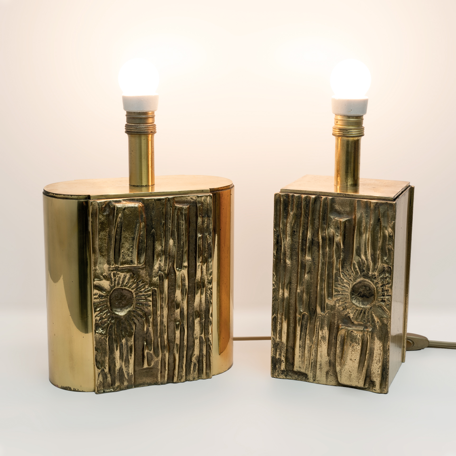 Attributed Angelo Brotto Mid-century Modern Brass Table Lamps by Esperia, Pair