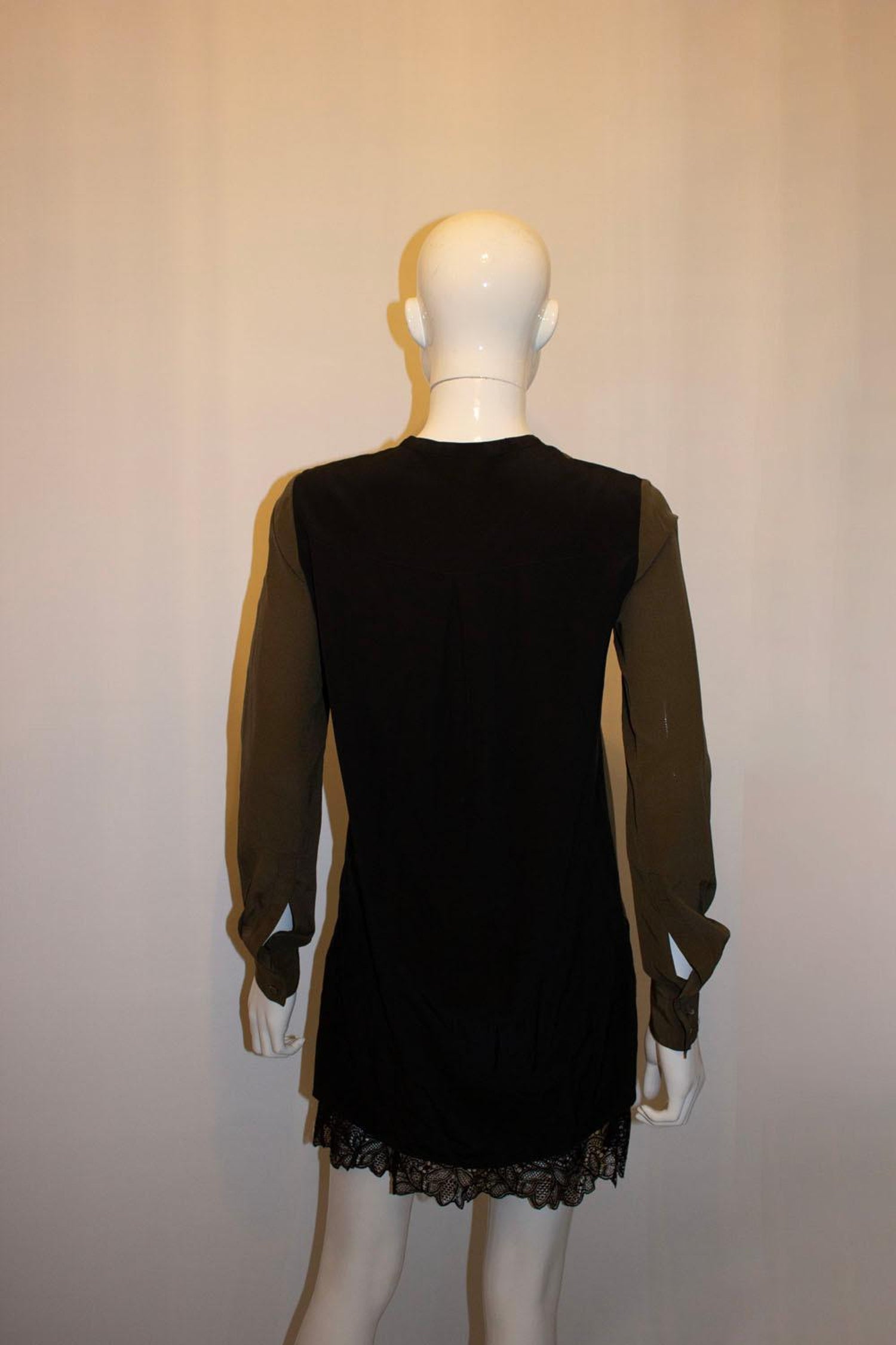 Olive and Black Silk Top by Vince
