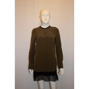Olive and Black Silk Top by Vince