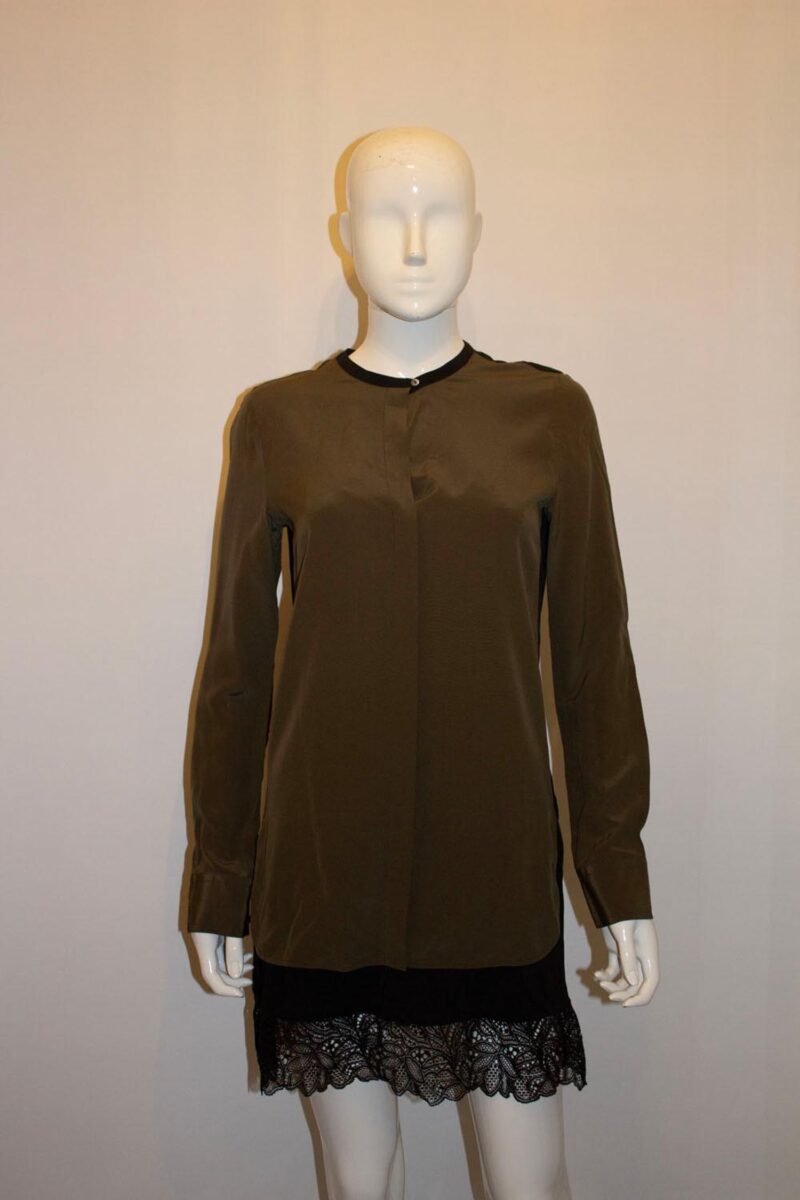 Olive and Black Silk Top by Vince