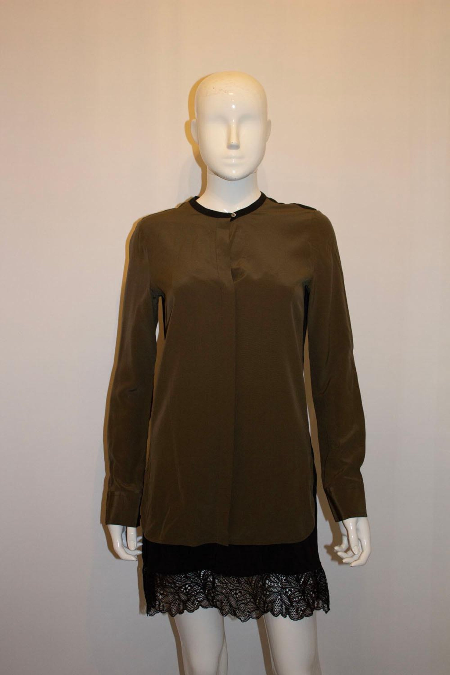 Olive and Black Silk Top by Vince