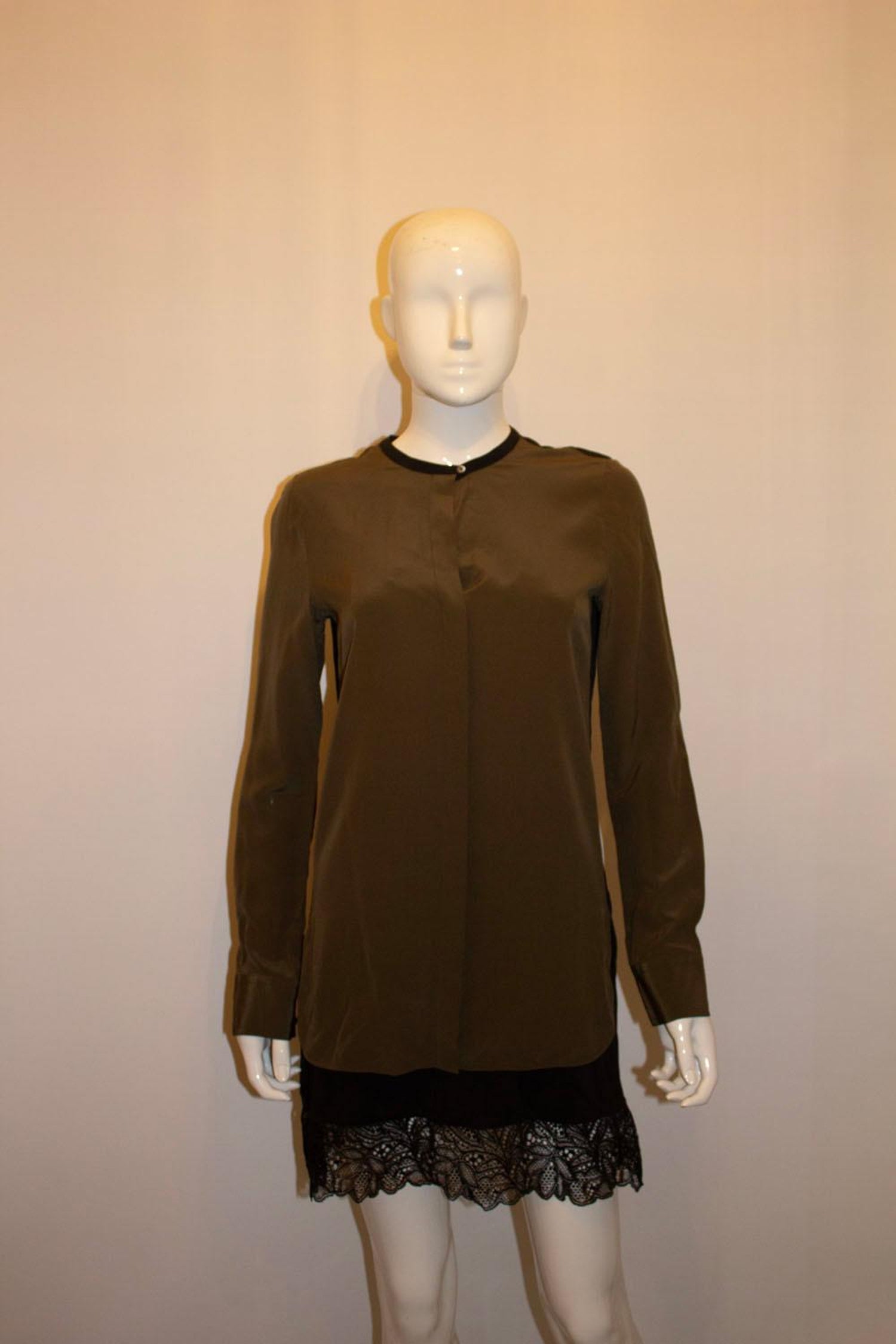 Olive and Black Silk Top by Vince