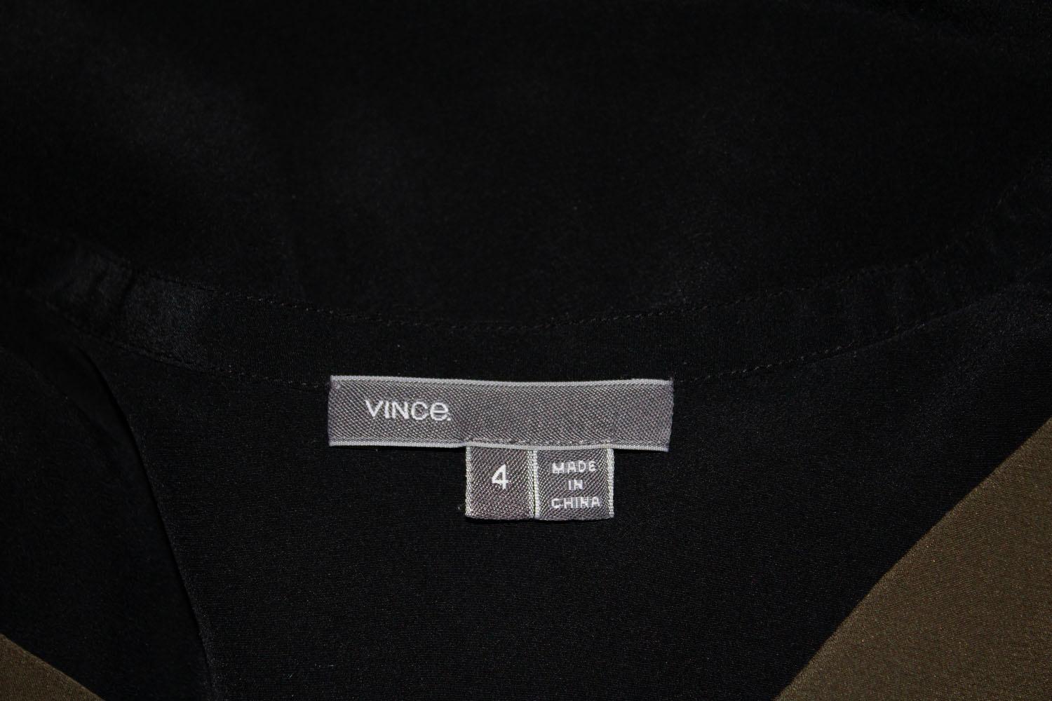 Olive and Black Silk Top by Vince