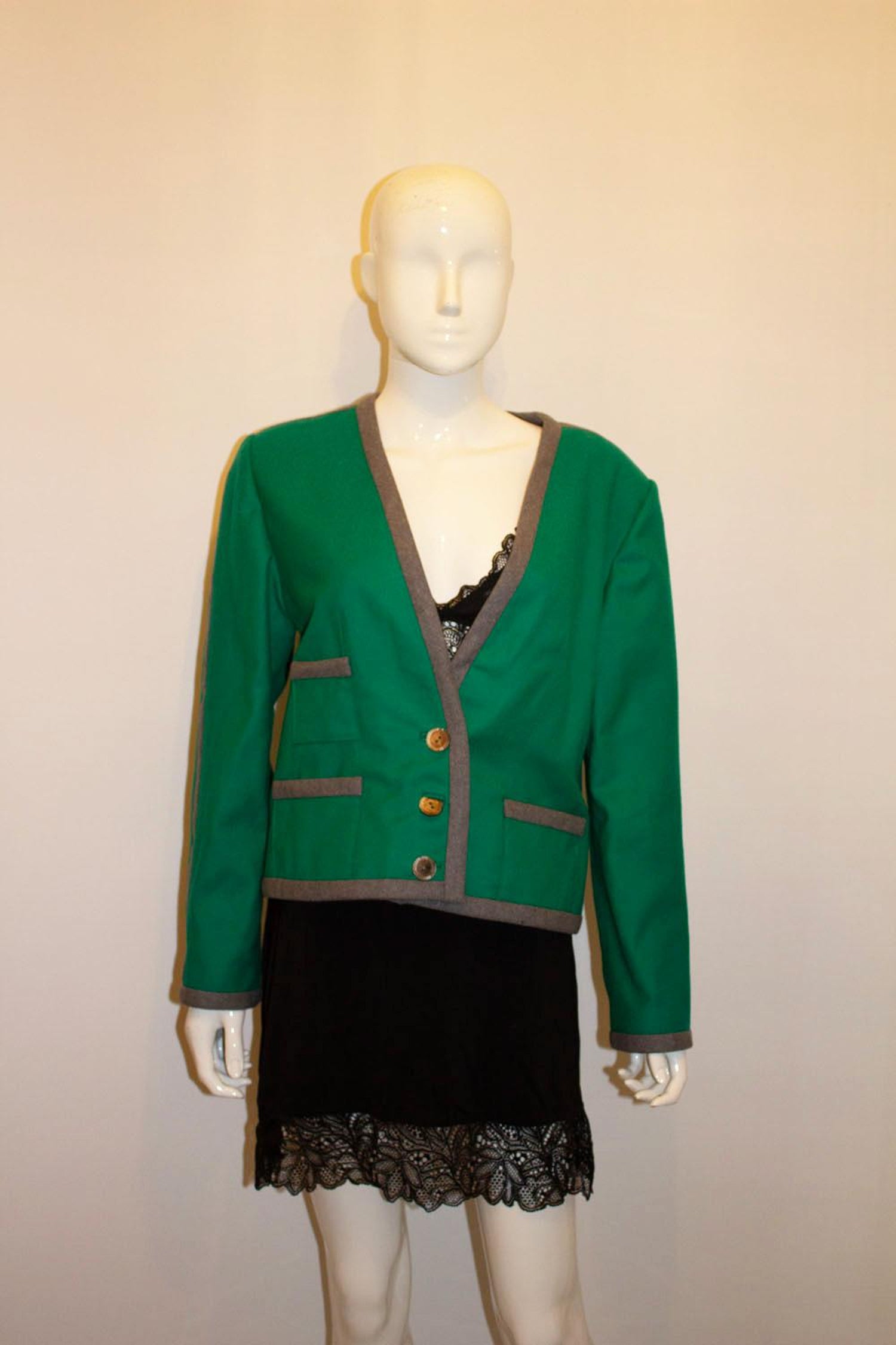Vintage Vogue America Grey and Green Wool Jacket