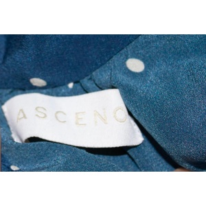 Asceno Blue and White Silk Spot Dress