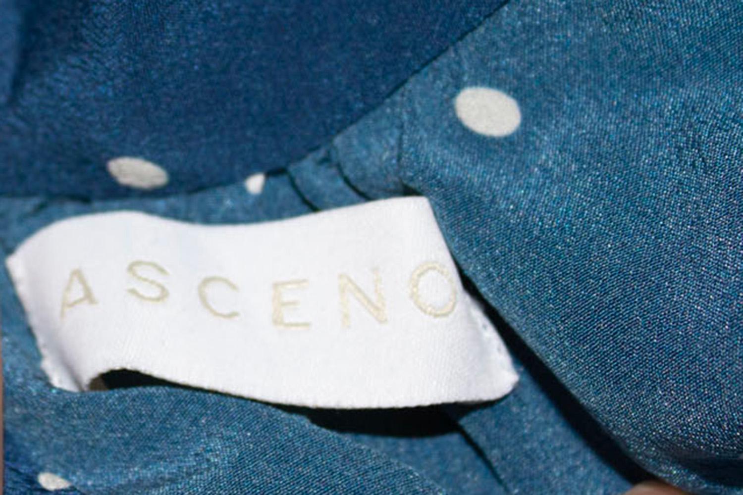 Asceno Blue and White Silk Spot Dress
