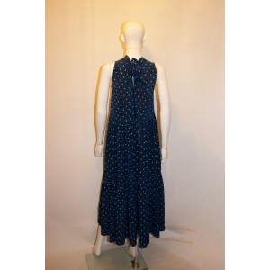 Asceno Blue and White Silk Spot Dress