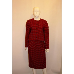 Vintage Couture Made Orange and Black Skirt Suit